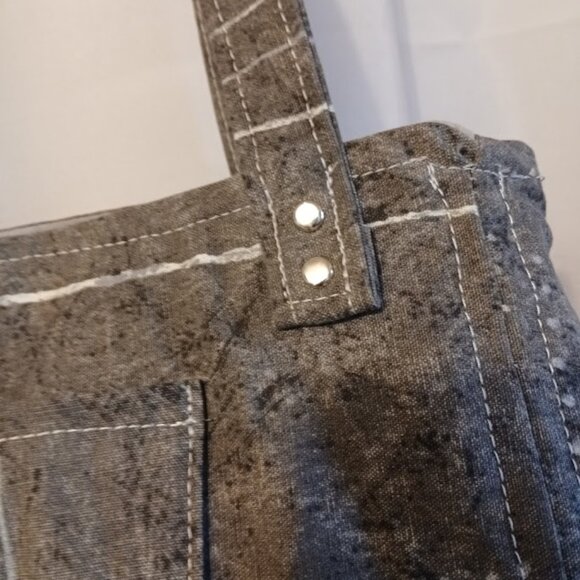 New Abstract Clouds Shoulder Bag Purse Black Gray canvas Double handle Stachel - Picture 3 of 9